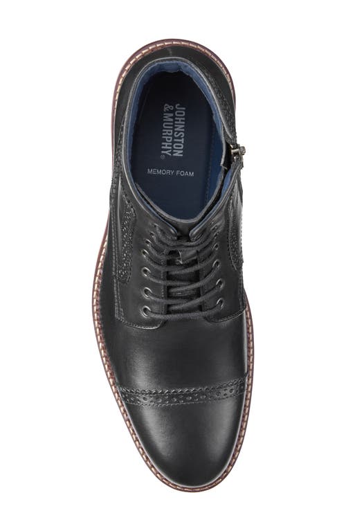 Johnston & Murphy Benton Leather Cap Toe Boot In Black Full Grain