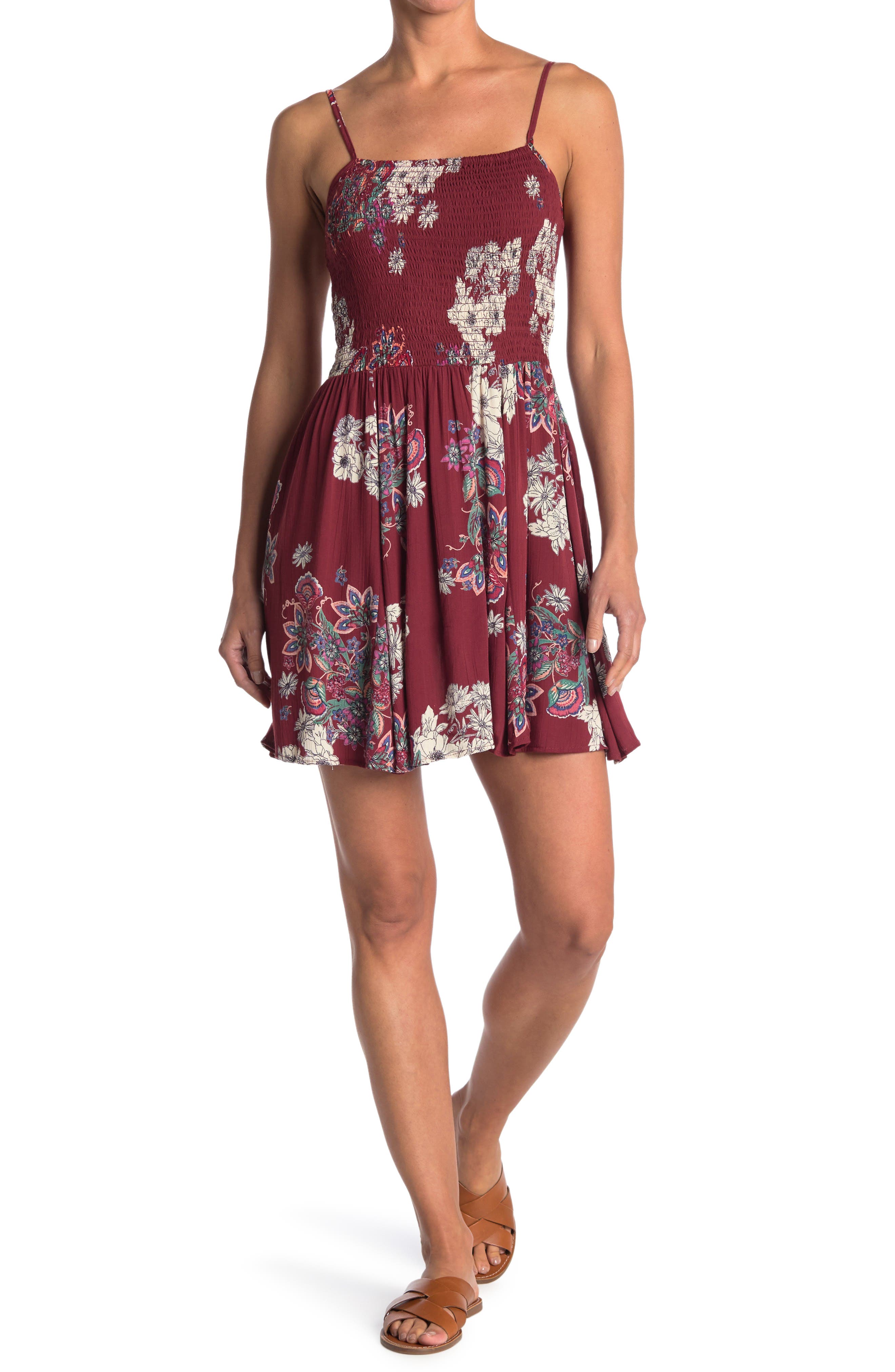 floral smocked mini dress