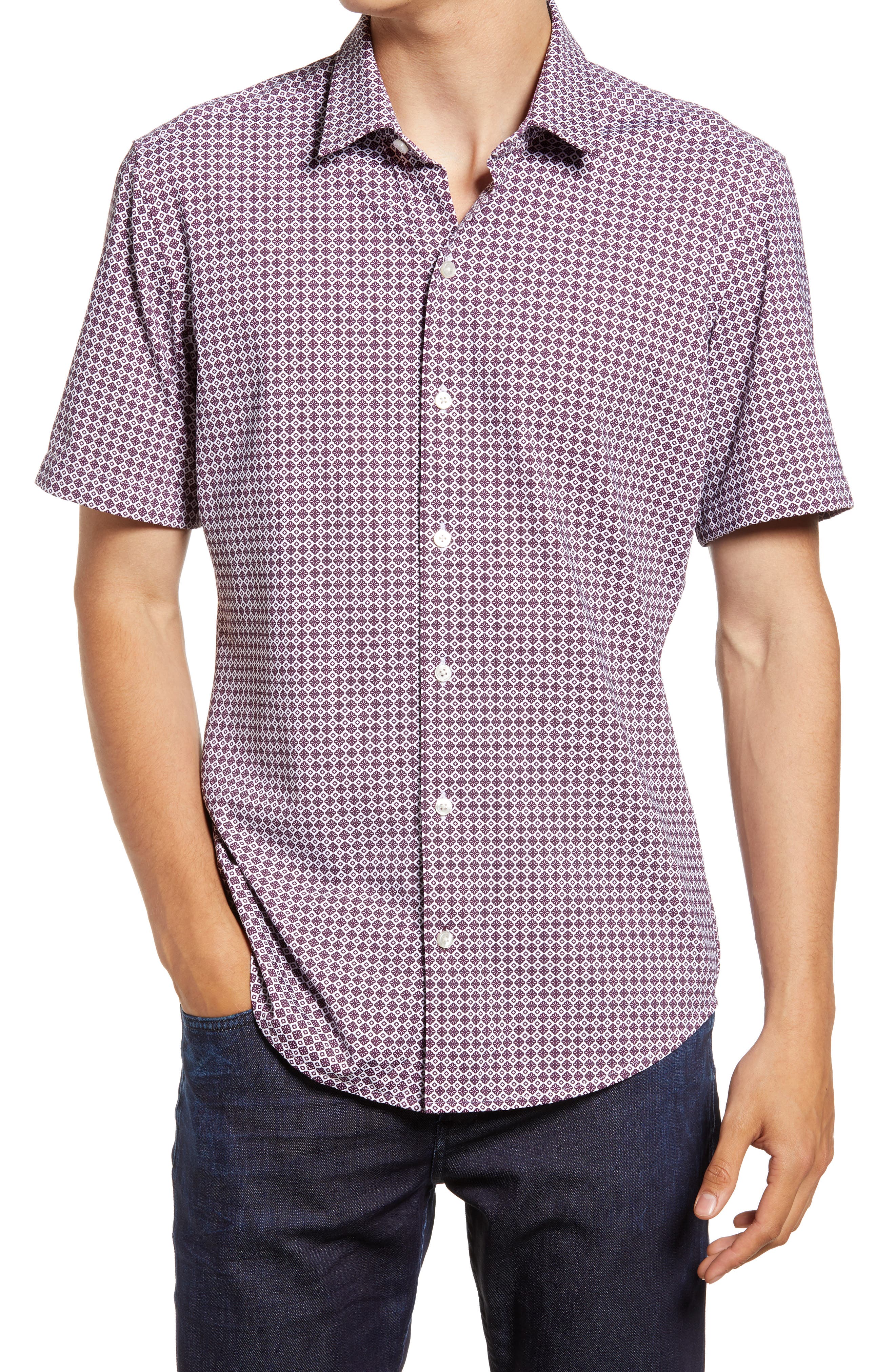 Sweatwater Mens Lapel Button Front Short Sleeve Business Summer Pure Colour Shirts