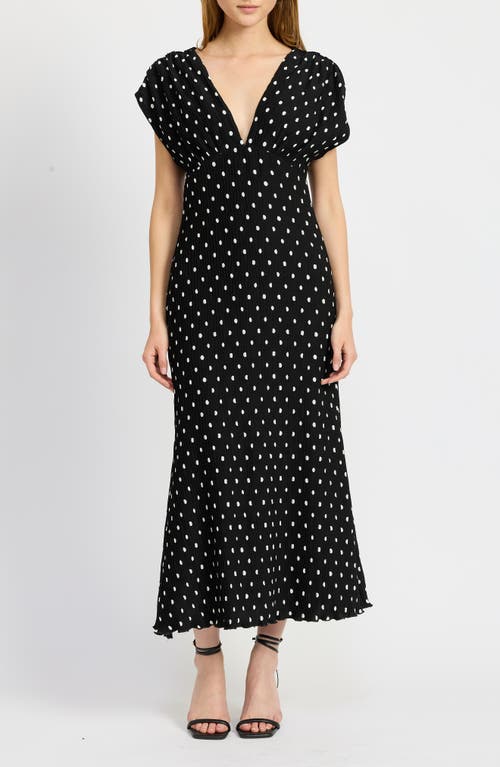 Shop En Saison Darlene Polka Dot Flutter Sleeve Dress In Black/white