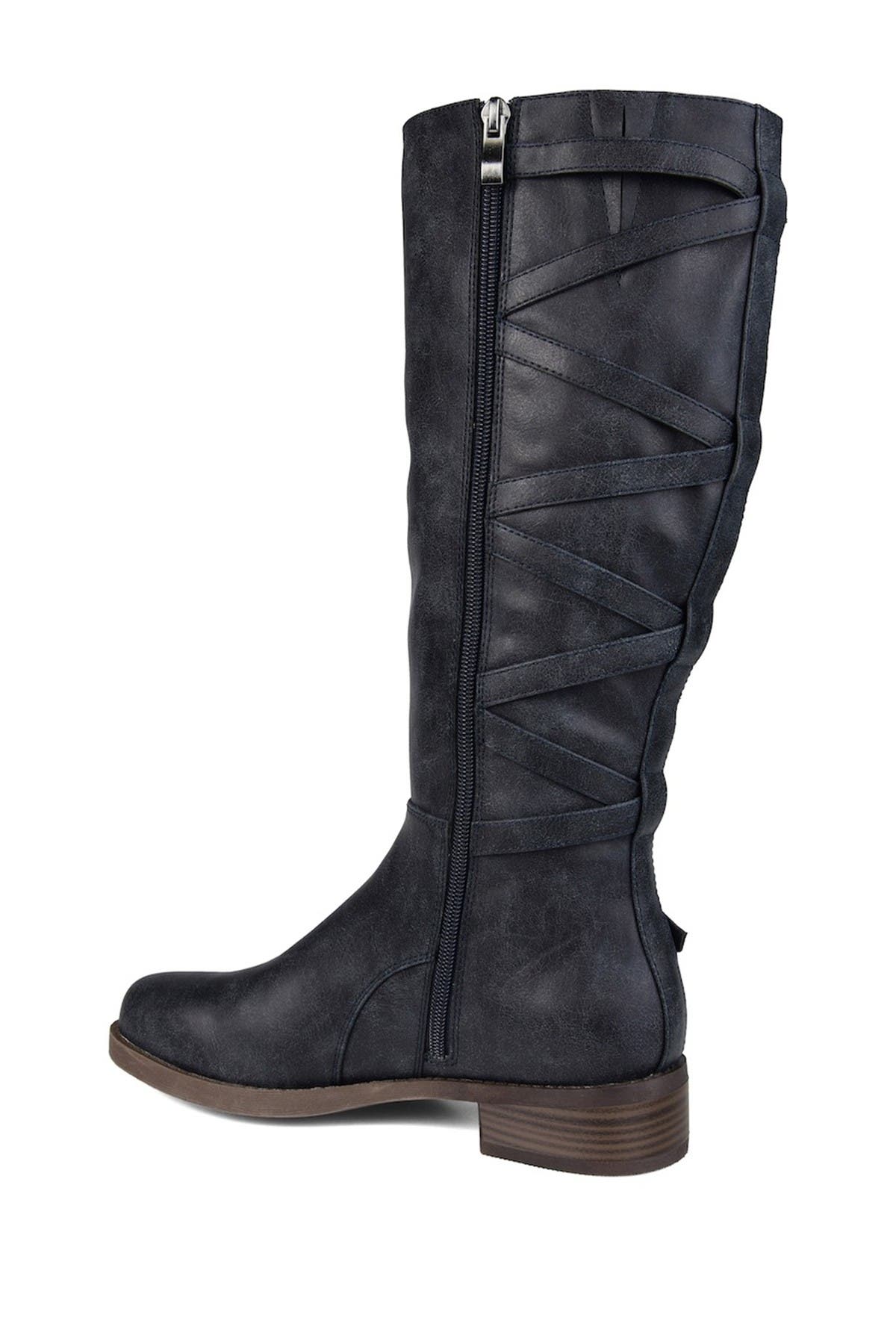 Journee Collection Carly Lace Back Tall Boot In Navy2