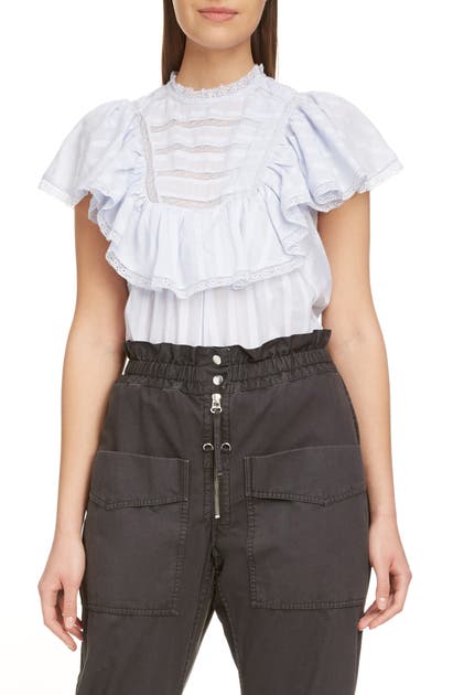 ISABEL MARANT ÉTOILE PLEYEL LACE TRIM COTTON TOP