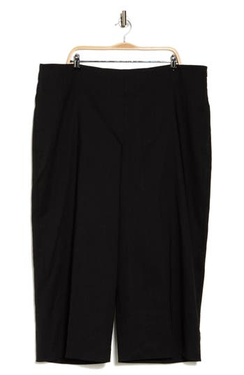 Vince Crop Wide Leg Linen-blend Pant In Black