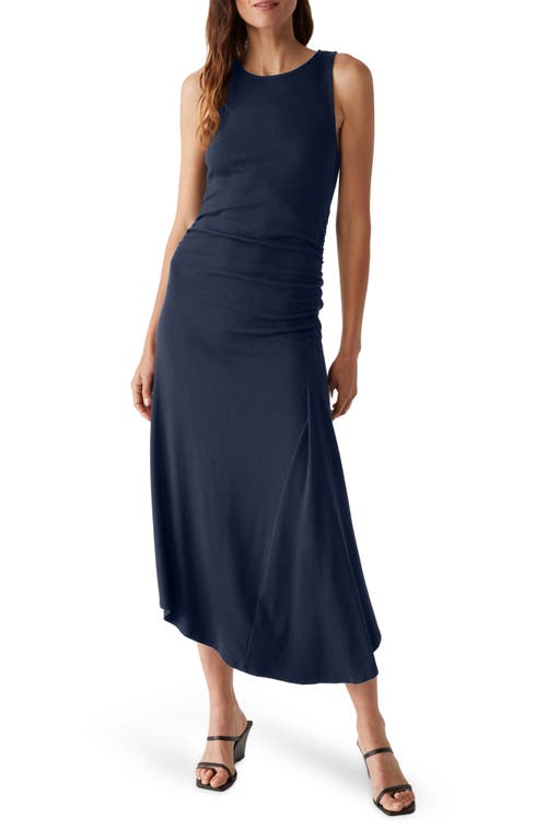 Shop Michael Stars Perez Asymmetric Sleeveless Midi Dress In Nocturnal