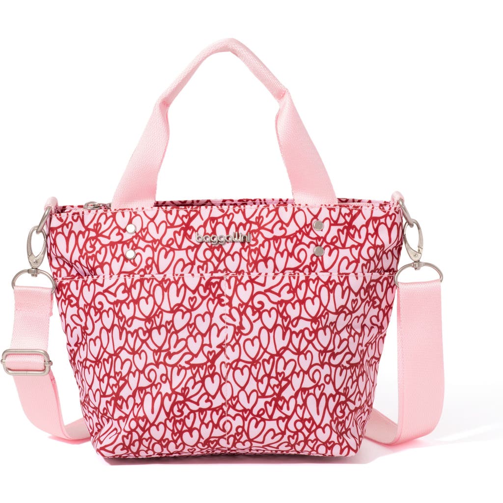Baggallini Mini Carryall Crossbody Tote Bag In Heart Print