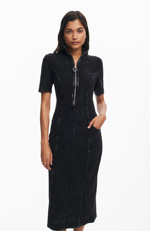 Shop Desigual Short Sleeve Midi Dress In Black