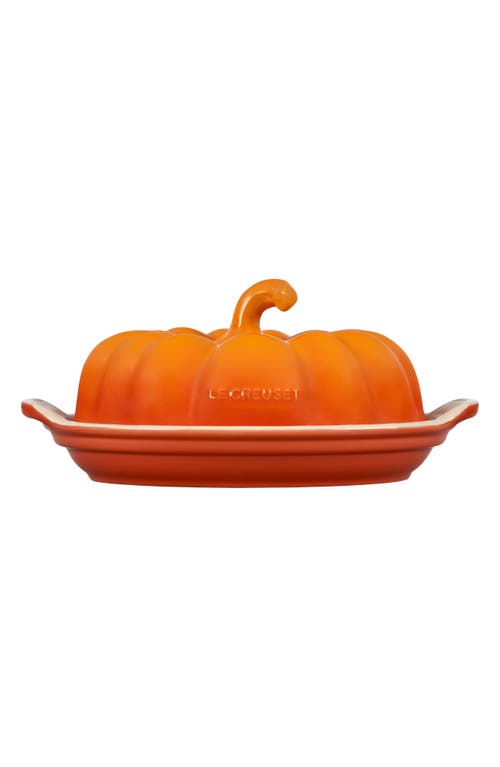 Shop Le Creuset Pumpkin Butter Dish In Persimmon