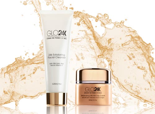 Glo24k Unleash The Power Of Gold Exfoliating Facial Cleanser & Day Cream In Na