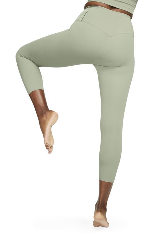 Shop Nike Zenvy Gentle Support High Waist Crop Leggings In Oil Green/black