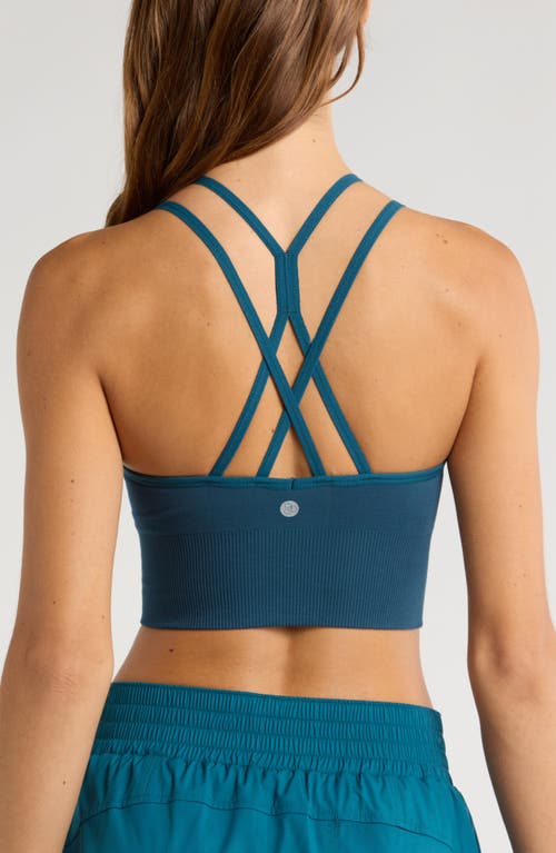 Shop Zella Rhythm Seamless Sports Bra In Teal Seagate