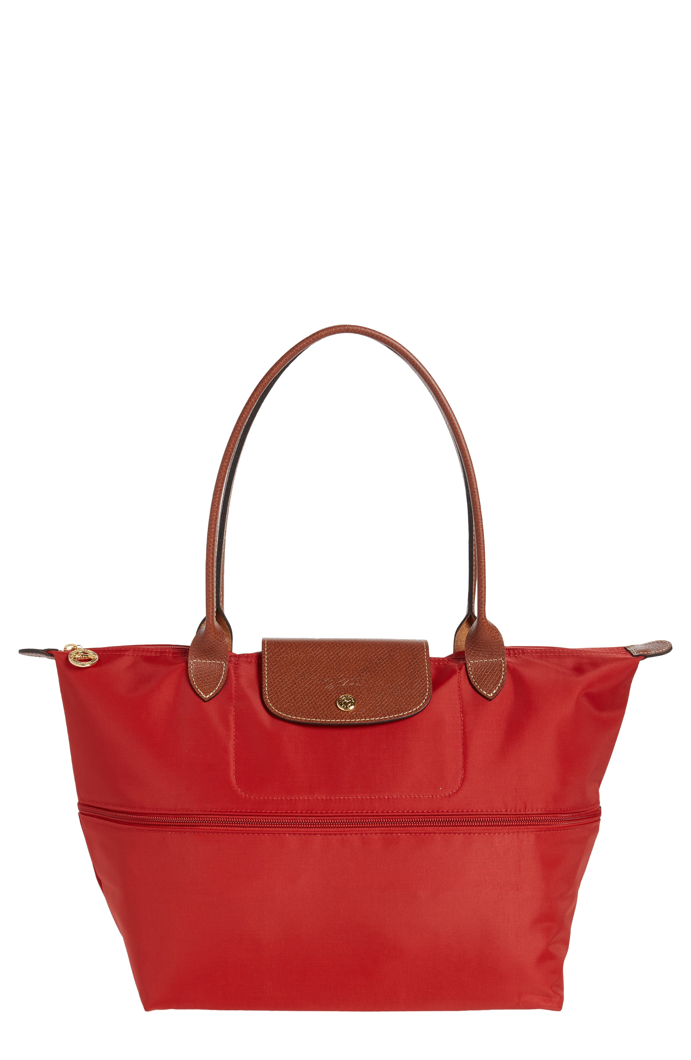 longchamp red leather tote