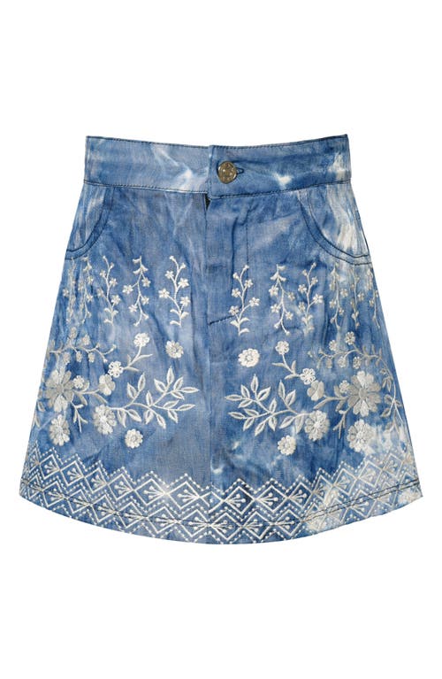 Truly Me Kids' Embroidered Cotton Denim Skirt Blue Multi at Nordstrom,