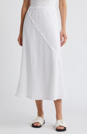 Dkny Linen Maxi Skirt In White