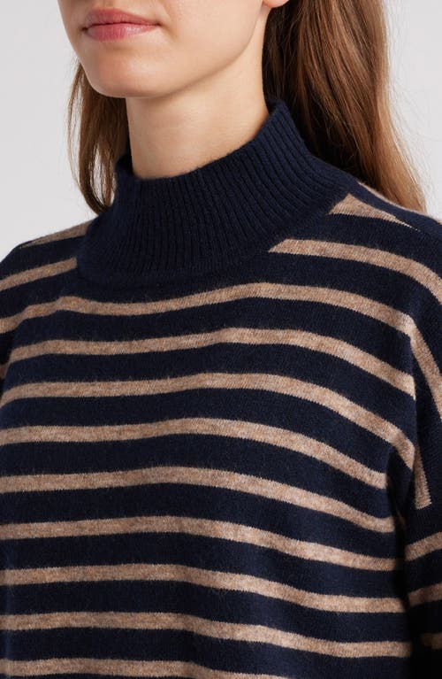 Shop Hatley Stripe Mock Neck Tunic Sweater In Blue