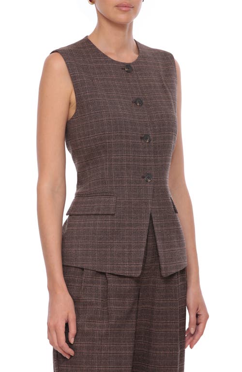 Shop Bagatelle Plaid Vest In Dark Brown