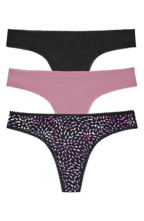 Shop On Gossamer 3-pack Mesh Thongs In Mo/blk/cb