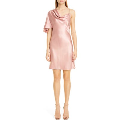 Cushnie Single Sleeve Silk Satin Minidress, Pink