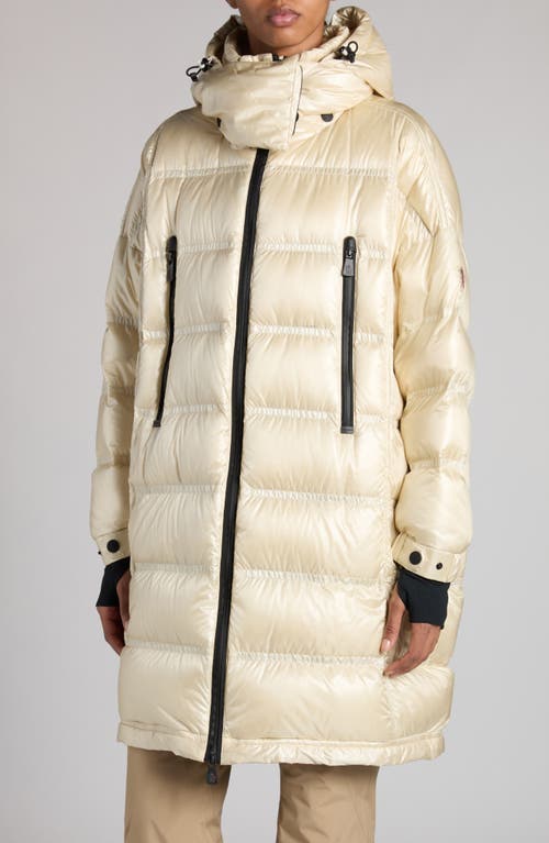 Moncler Grenoble Rochelairs Down Long Parka In Camel