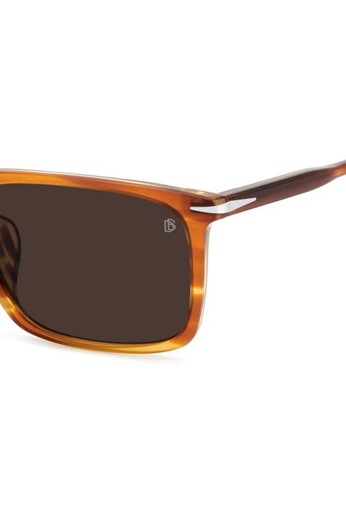 David Beckham Eyewear 58mm Rectangular Sunglasses In Brown Horn/brown
