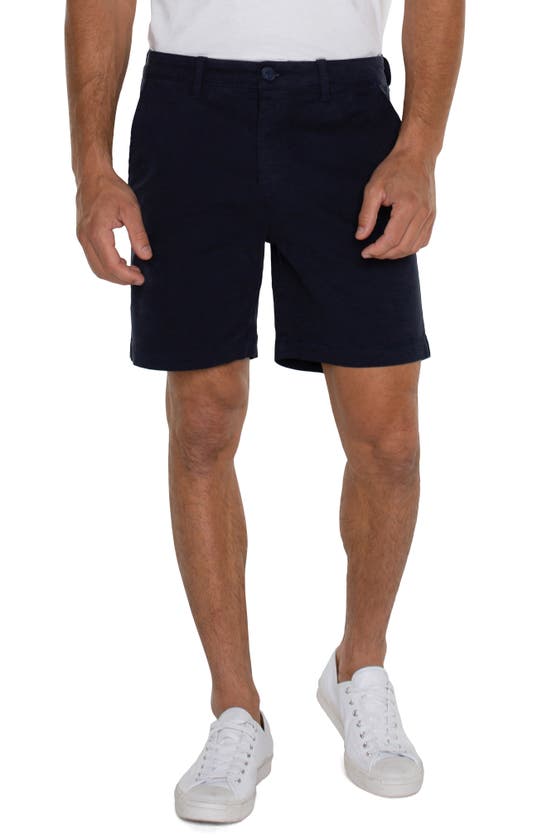 Shop Liverpool Los Angeles Flat Front Stretch Twill Trouser Shorts In Ink