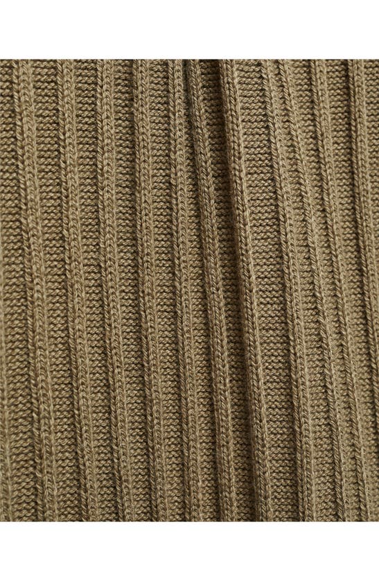 Mango Ribbed Knit Dress Khaki In Khaki