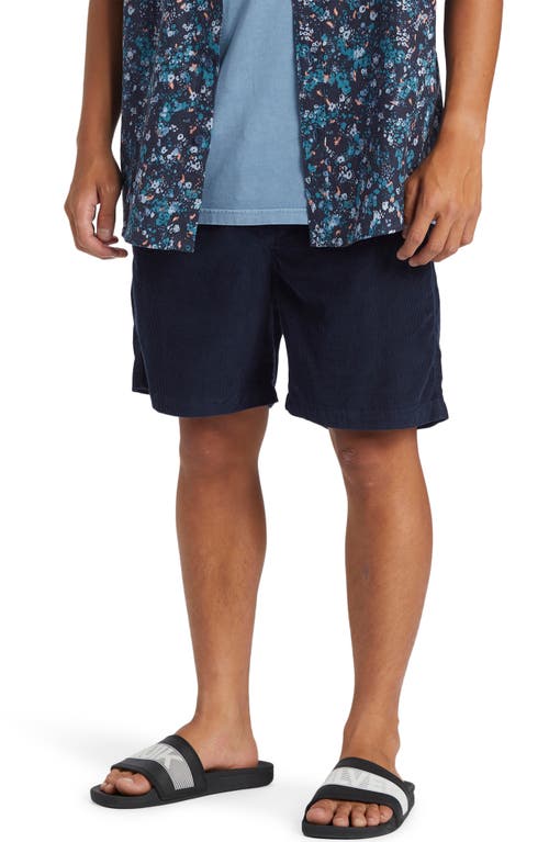 Shop Quiksilver Taxer Corduroy Drawstring Shorts In Dark Navy