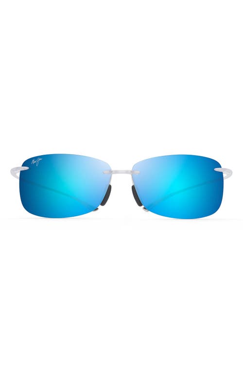 Maui Jim Akau 62mm Polarizedplus2® Rimless Rectangular Sunglasses In Matte Crystal/blue Hawaii