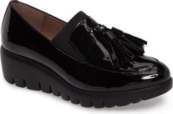 Black patent cheap wedge loafers