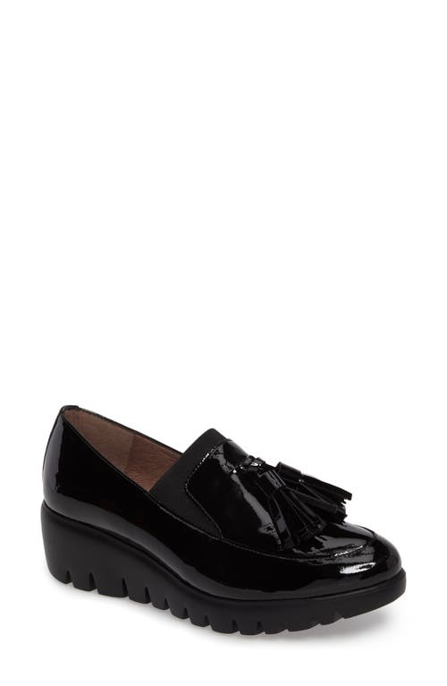 Talla Loafer Wedge in Black Patent Leather