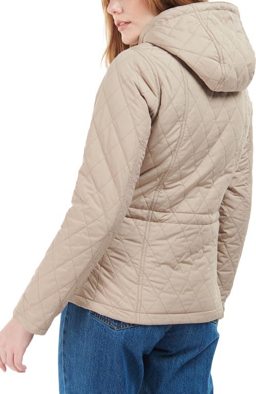 Barbour Women's Millfire Quilted Hooded Jacket In Light Trench/oatmeal Tartan