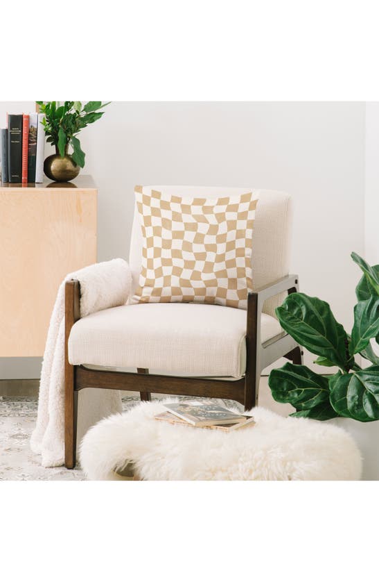Deny Designs Warped Checkerboard Accent Pillow In Brown