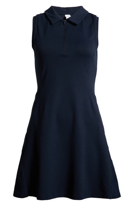 Shop Zella Replay Sleeveless Polo Dress In Navy Sapphire
