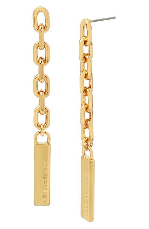 AllSaints Chain Link Linear Drop Earrings in Gold at Nordstrom