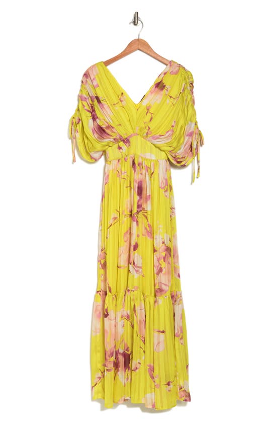 Btfl-life Floral Tie Sleeve Maxi Dress In Bright Orchid
