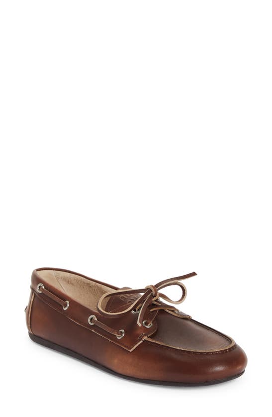 Shop Miu Miu Boat Shoe In Brown