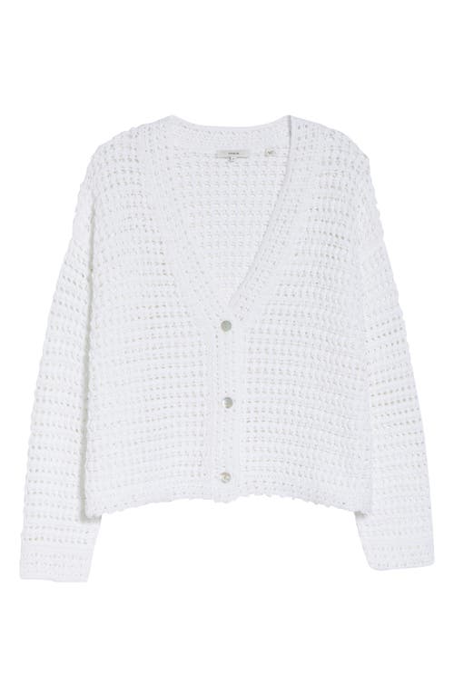 Shop Vince Crochet Cotton Cardigan In Optic White