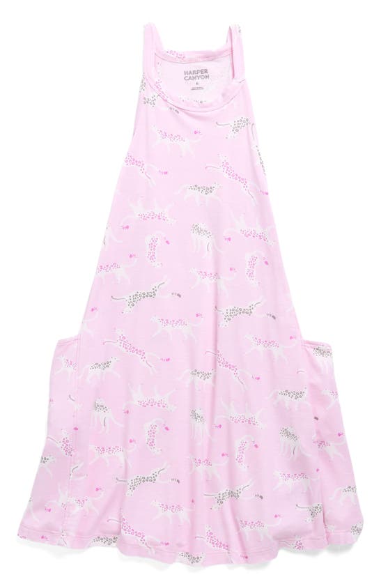Harper Canyon Kids' Halter Printed Dress In Pink Snow Wild Cats