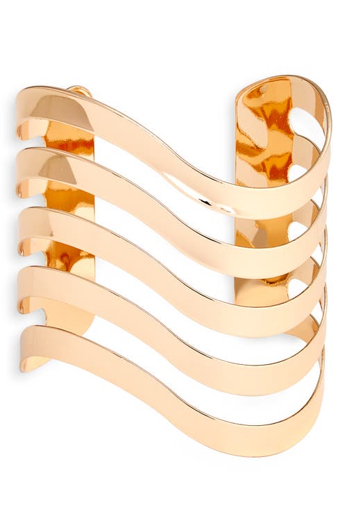 Open Edit Wavy Layered Cuff Bracelet in Gold at Nordstrom