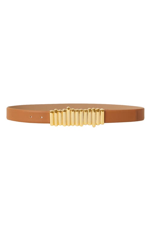 Shop B-low The Belt Vesna Leather Belt In Cuoio Gold