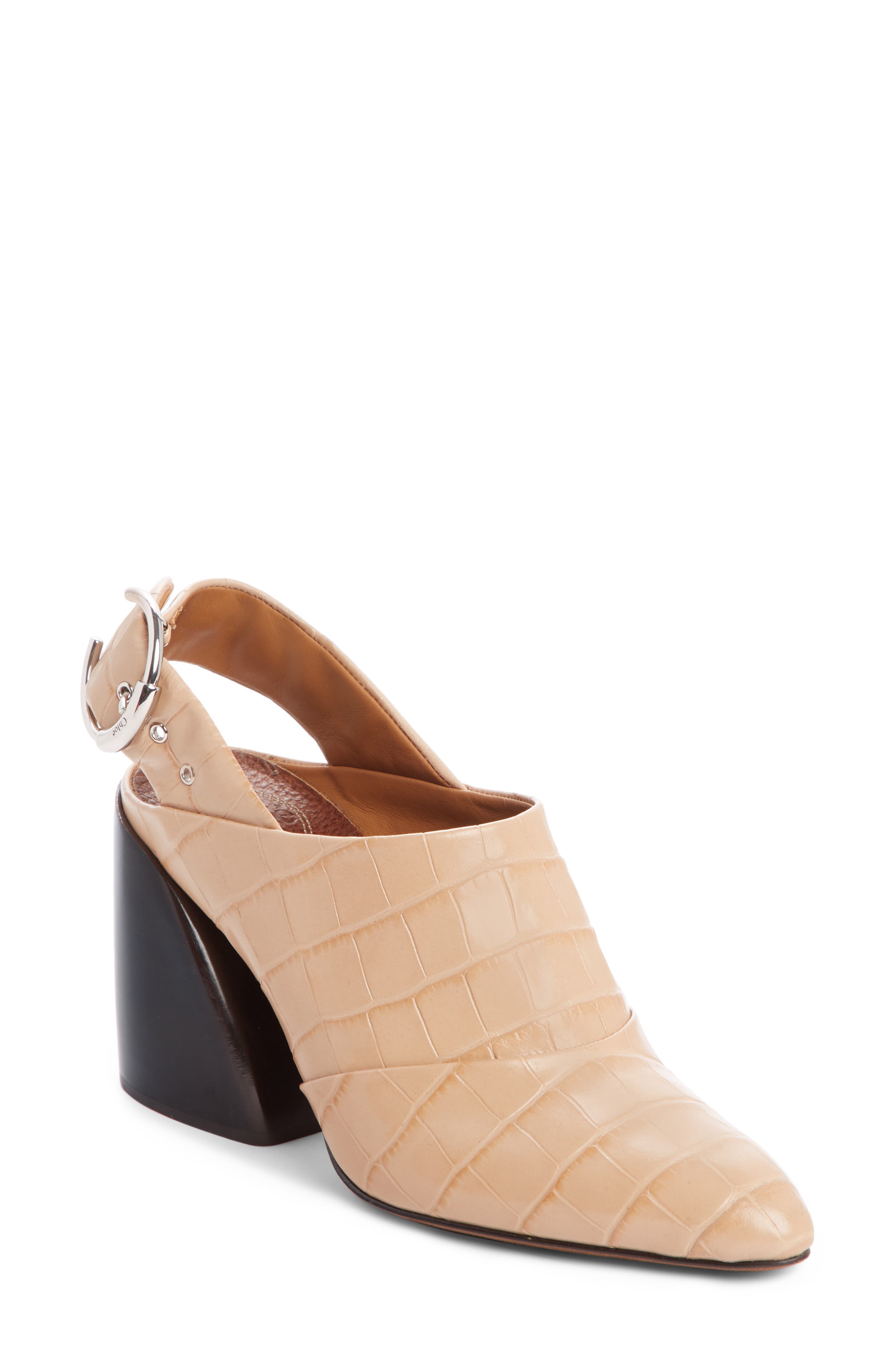 Chloe Wave Slingback Mule, Beige