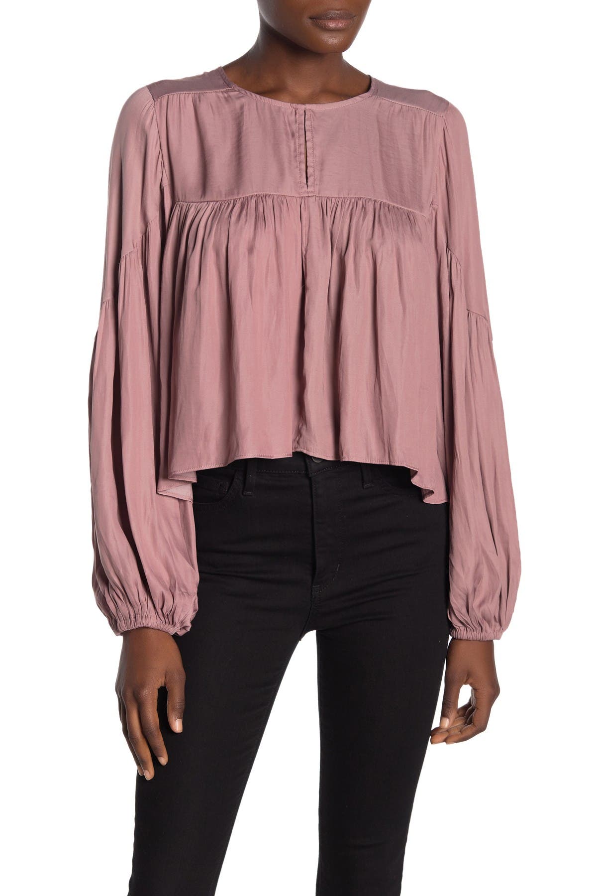 satin balloon sleeve top