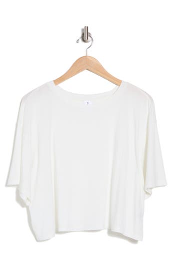 Shop Abound Boxy Cotton & Modal Crop T-shirt In White Blanc