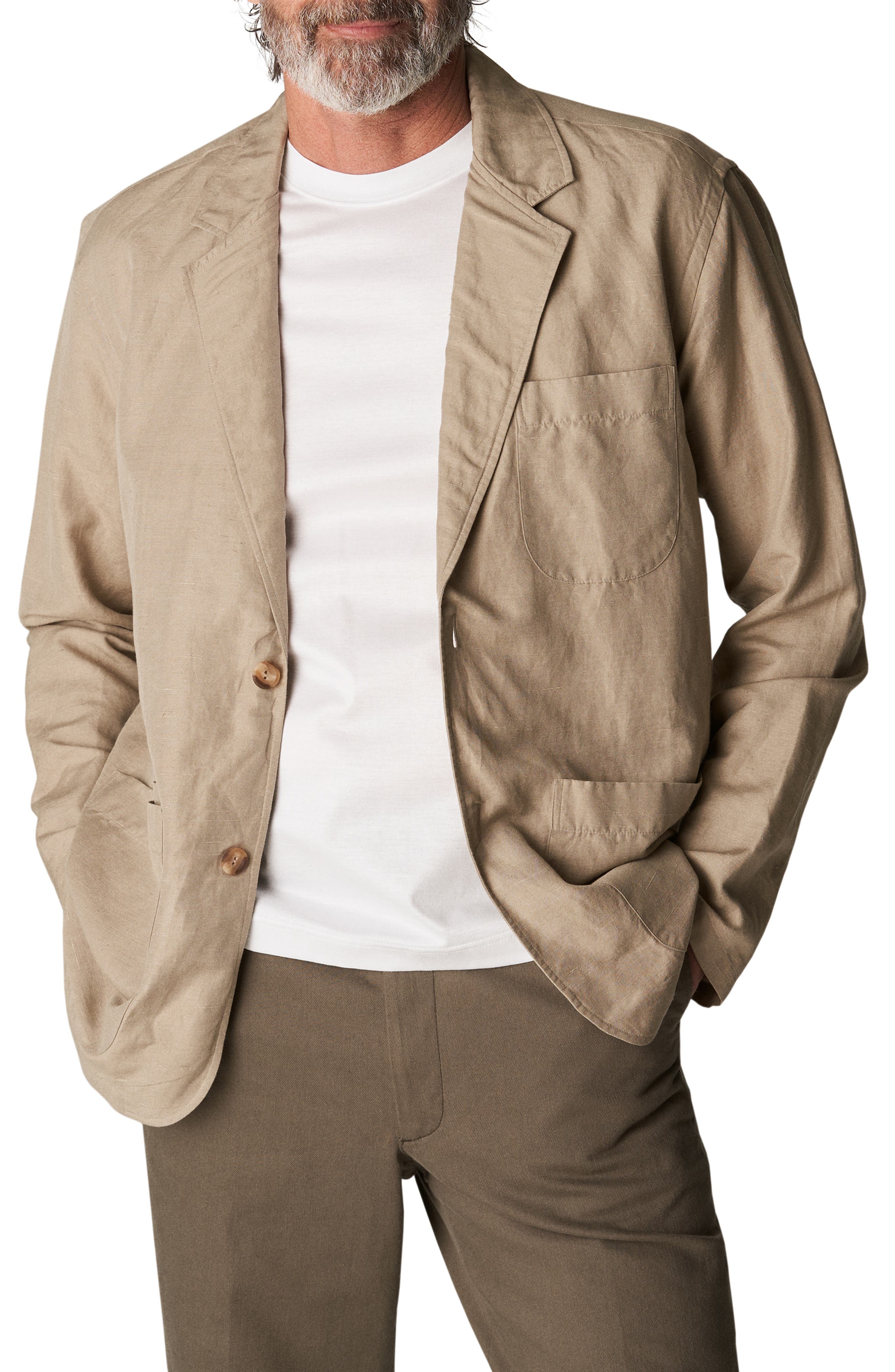 Eton Slim Fit Linen & Silk Blend Sport Coat in Light Beige