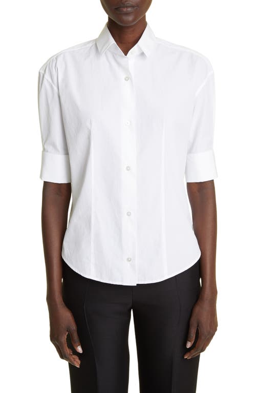 The Row Carpazi Cotton Poplin Button-Up Shirt in White at Nordstrom, Size 12