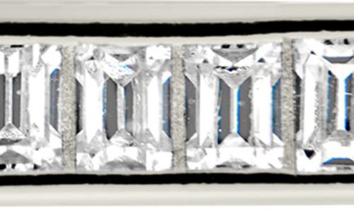 Sterling Forever Piper Cz Rectangular Hoop Earrings In Silver