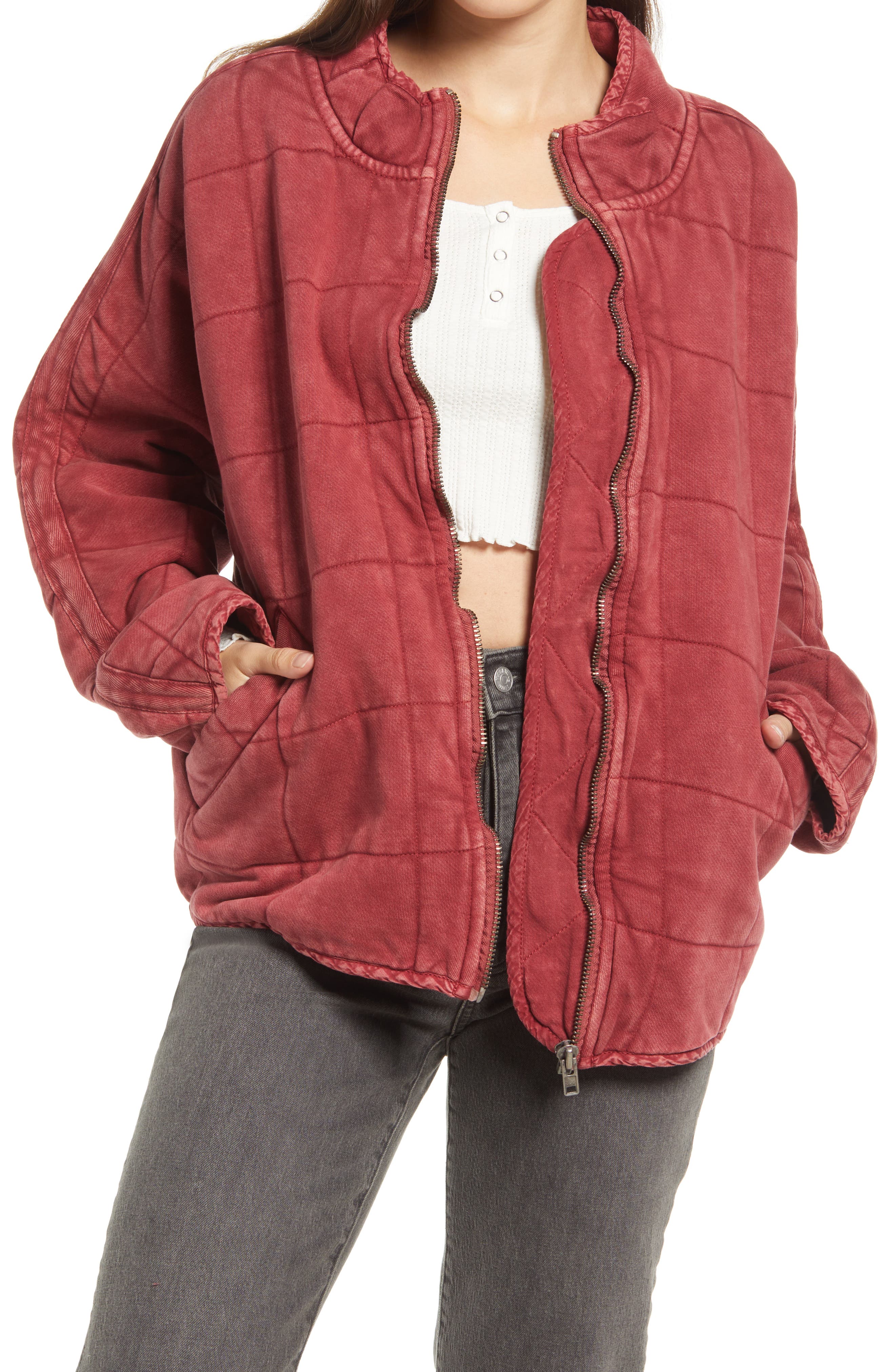 quilted jacket red