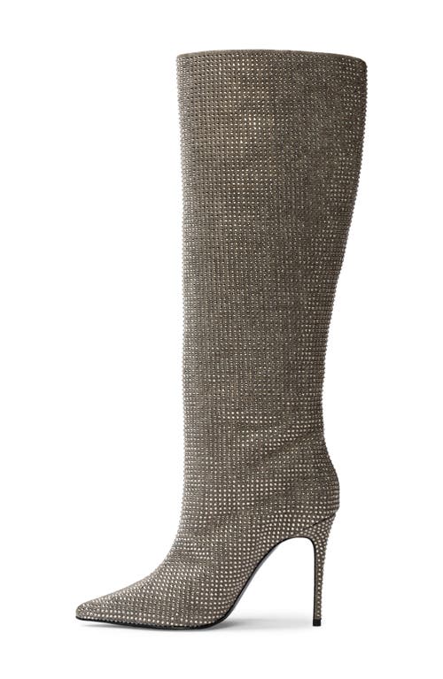 Black Suede Studio Ally Embellished Denim Tall Boot In Taupe Vintage
