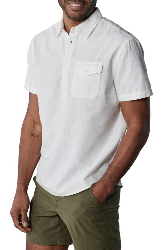 Shop The Normal Brand Lived In Short Sleeve Cotton Popover Shirt In White