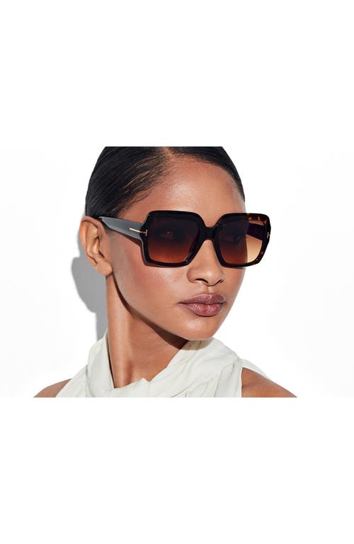 Shop Tom Ford Kaya 54mm Square Sunglasses In Shiny Dark Havana/brown