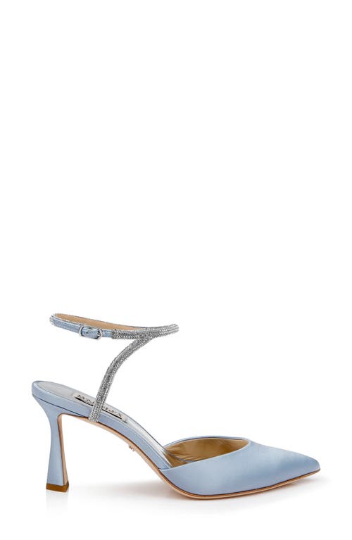 Shop Badgley Mischka Collection Kamilah Ankle Strap Pump In Azure Blue Satin